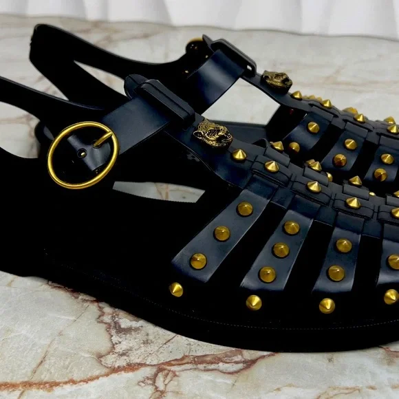 Gucci Tiger Men's Jelly Gladiator Sandals Shoes Studded Size 11 Authenticated